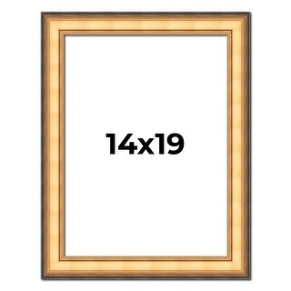 14x19 Frame Gold Plein Aire Solid Wood Picture Frame Width 2 Inches ...